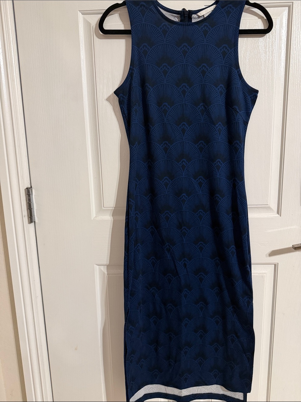 H&M Navy Patterned Sleeveless Midi Dress
